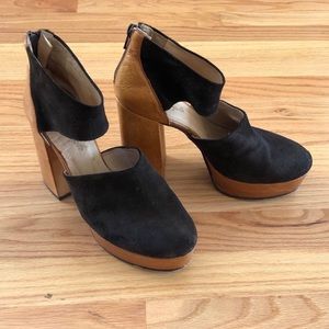 Free people suede boho chunk heel
